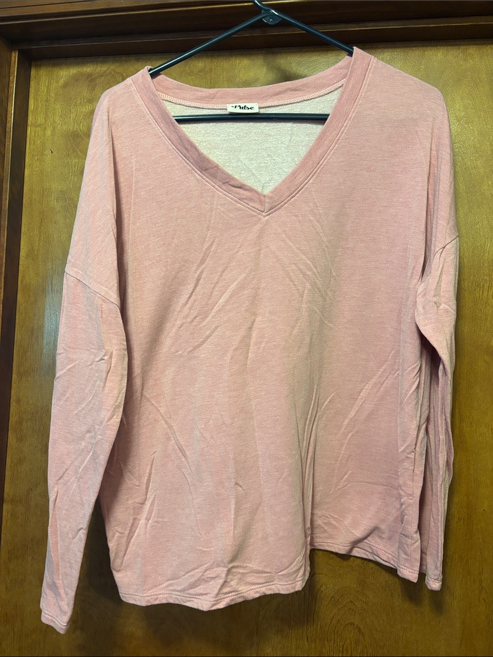 Pulse Dusty Rose V-Neck Long Sleeve Top
